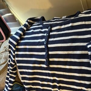 GAP Blue and White Striped Blouse Casual Knit